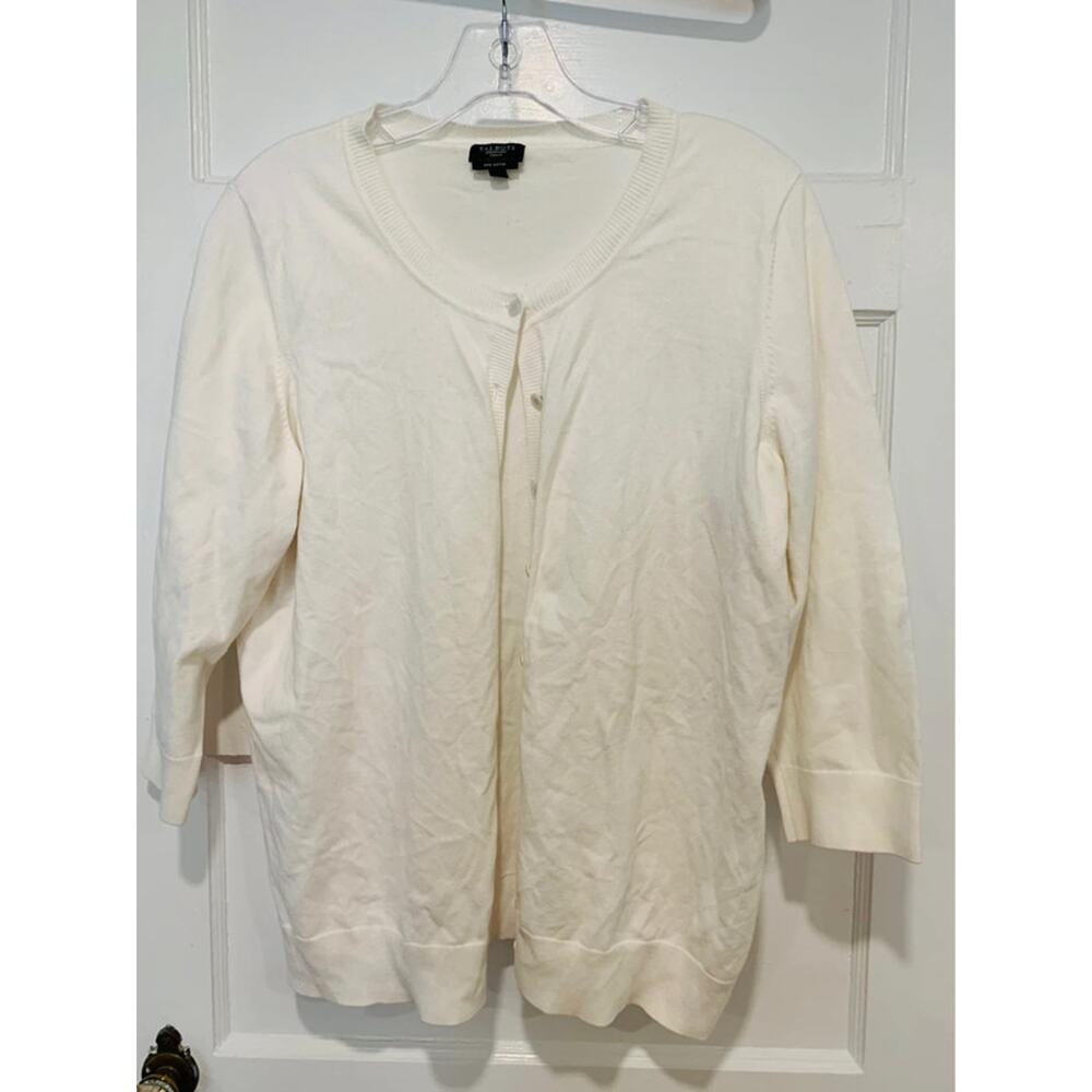 Talbots White Charming Cardigan 3/4 Sleeve Sweater Women's Size 1X
